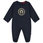 Navy Blue & Gold Logo Babygrow Gift Set, 1, hi-res