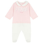 Ivory & Pink Logo Babygrow Set, 1, hi-res