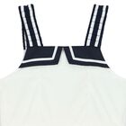 Girls White and Navy Blue Dress, 1, hi-res