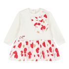 Baby Girls White & Red Hearts Dress, 1, hi-res