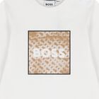 Younger Boys White Logo Long Sleeve Top, 2, hi-res