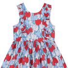 Girls Red & White Floral Dress, 1, hi-res