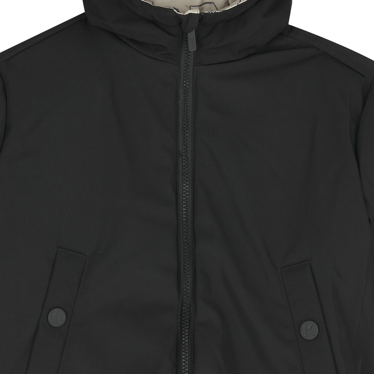 Boys Beige & Black Logo Reversible Puffer Jacket, 1, hi-res