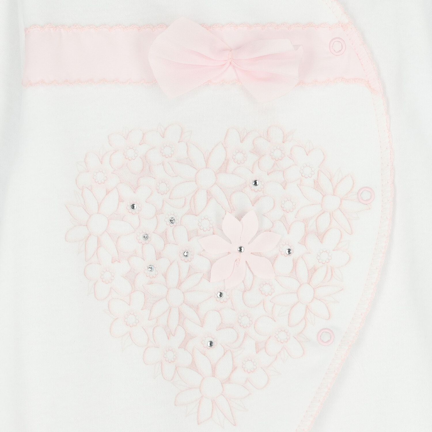 Baby Girls White & Pink Floral Babygrow, 1, hi-res