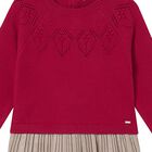 Younger Girls Red & Beige Knitted Dress, 1, hi-res