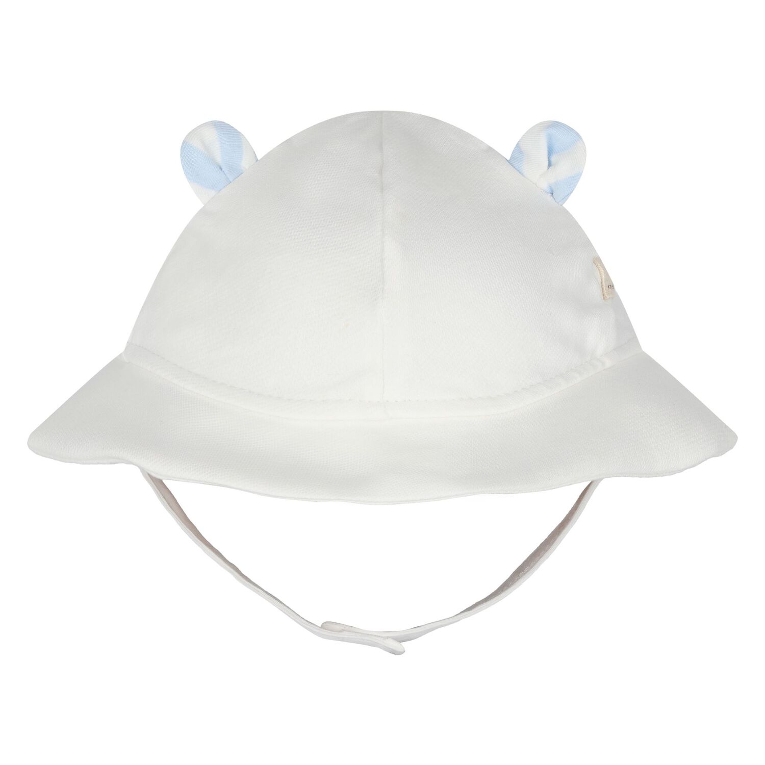 Baby Boys White & Blue Dungaree & Hat Set, 3, hi-res