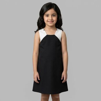 Girls Black & White Bow Dress