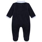 Baby Boys Navy Blue Logo Babygrow, 3, hi-res