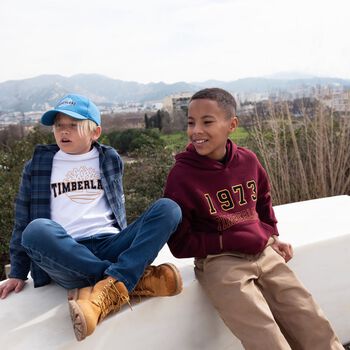 Boys White Logo Long Sleeve Top