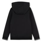 Boys Mini Me Black Logo Hooded Zip Up Top, 1, hi-res