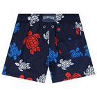 Boys Navy Blue Logo Swim Shorts, 1, hi-res