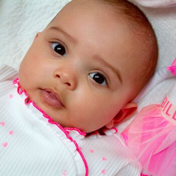 Baby Girls White Heart Babygrow