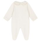 Baby Girls Ivory Logo Ruffled Babygrow, 1, hi-res