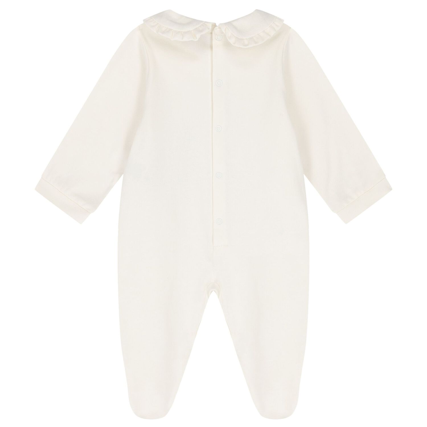 Baby Girls Ivory Logo Ruffled Babygrow, 1, hi-res