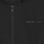 Girls Black Logo Hooded Zip Up Top, 1, hi-res