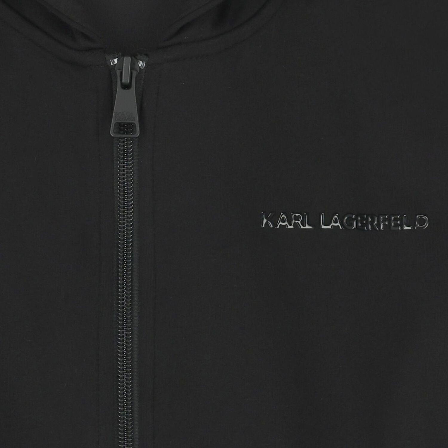 Girls Black Logo Hooded Zip Up Top, 1, hi-res