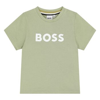 Younger Boys Mini Me Green Logo T-Shirt