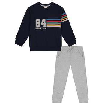 Boys Navy Blue & Grey Tracksuit