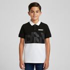 Boys Black & White Logo Polo Shirt, 1, hi-res