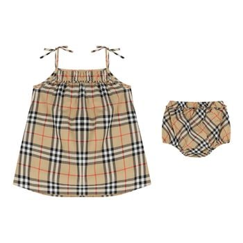 Baby Girls Beige Check Dress Set