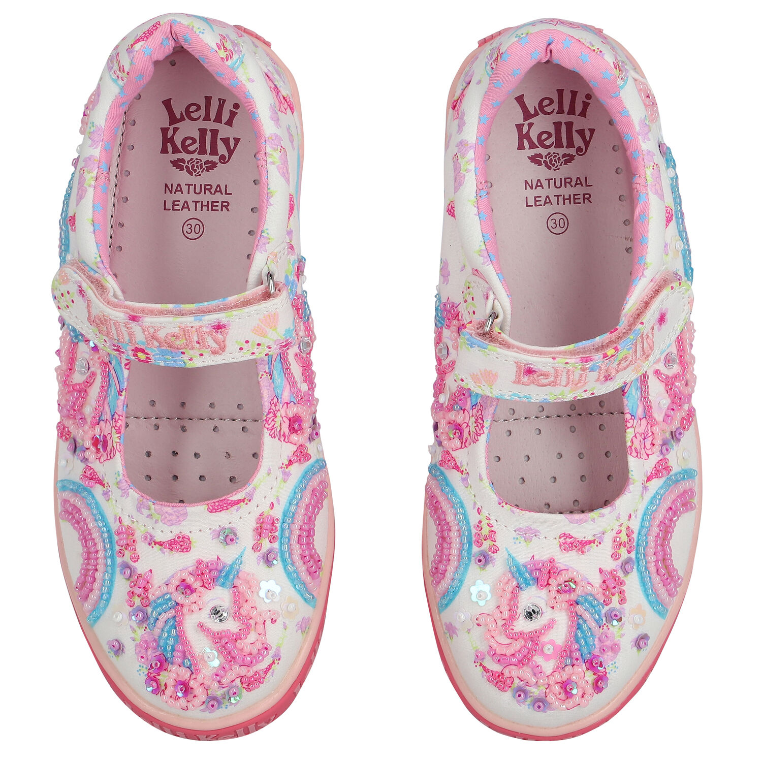 Girls Ivory Unicorn Beaded Shoes, 1, hi-res