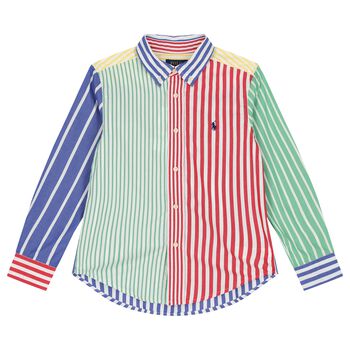 Boys Multi-Coloured Striped Logo Shirt