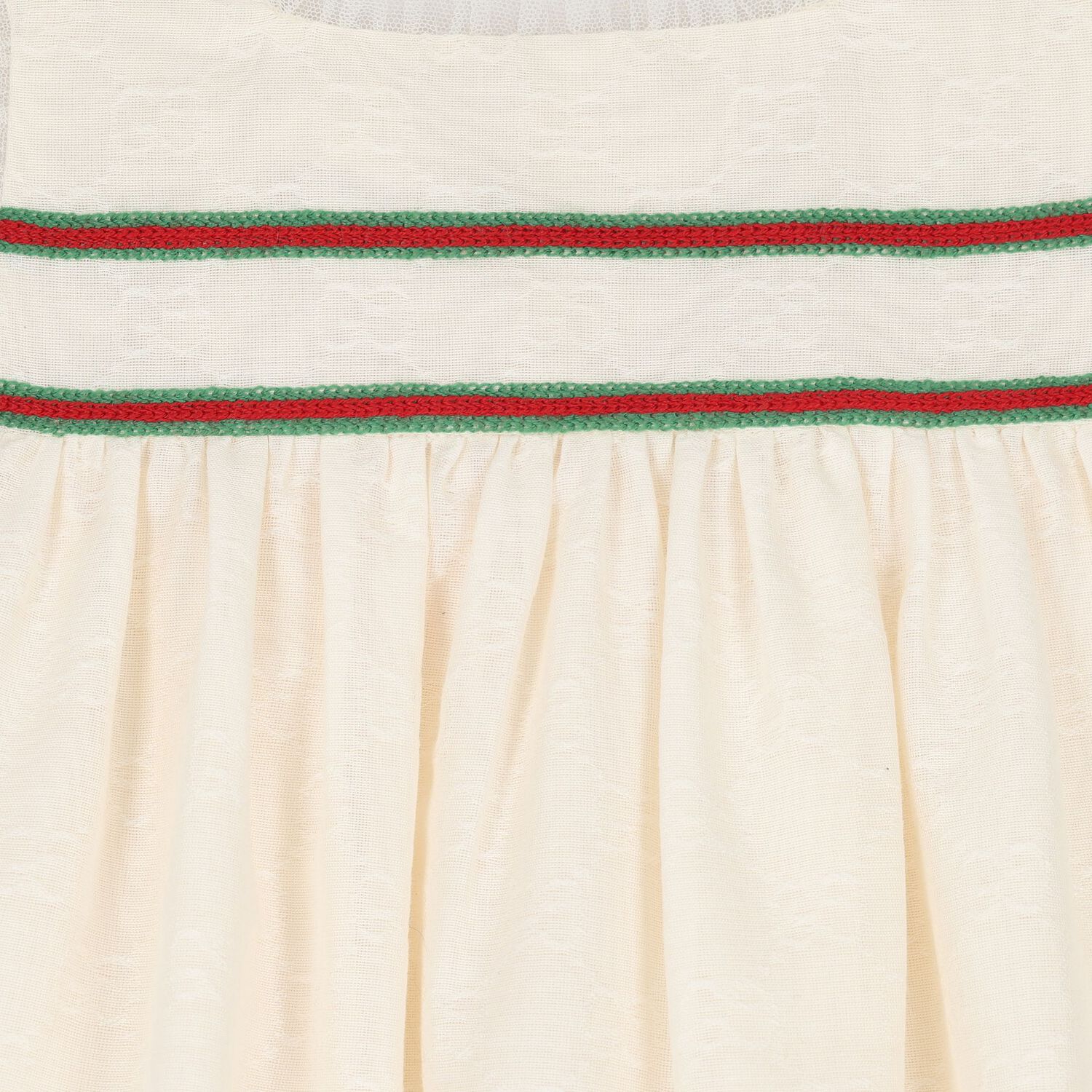 Younger Girls Beige Web Striped Dress, 1, hi-res