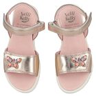 Girls Gold Butterfly Sandals, 2, hi-res