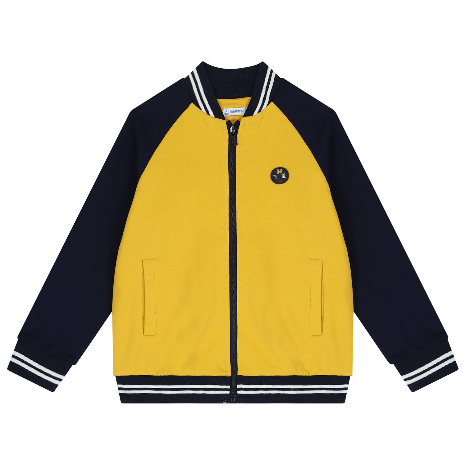 Boys Yellow, Navy Blue & White 3 Piece Tracksuit, 1, hi-res image number null