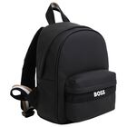 Boys Black Logo Backpack, 1, hi-res