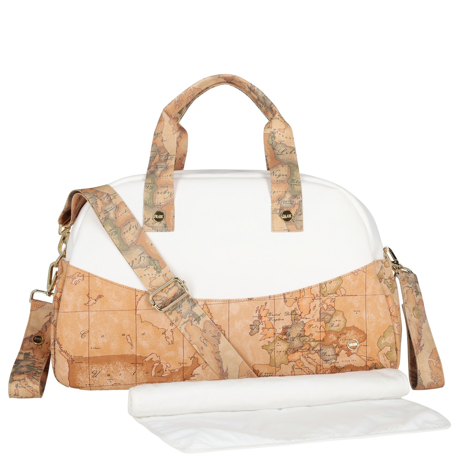 White & Beige Geo Map Baby Changing Bag, 1, hi-res image number null