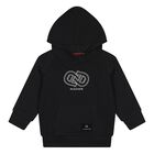 Younger Boys Black Logo Hooded Top, 1, hi-res