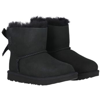 Girls Black Mini Bailey Bow II Suede Boots