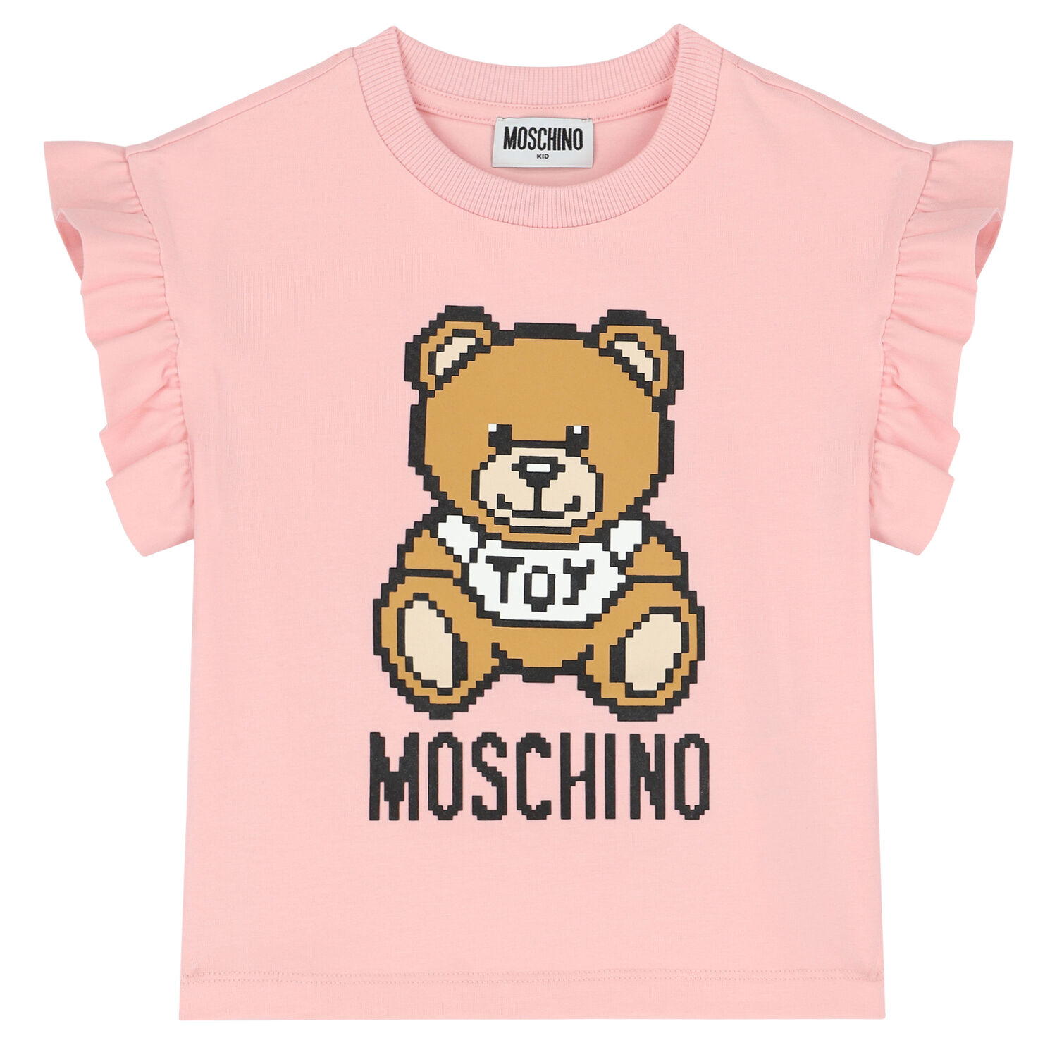 Girls Pink Teddy Logo T-Shirt, 2, hi-res