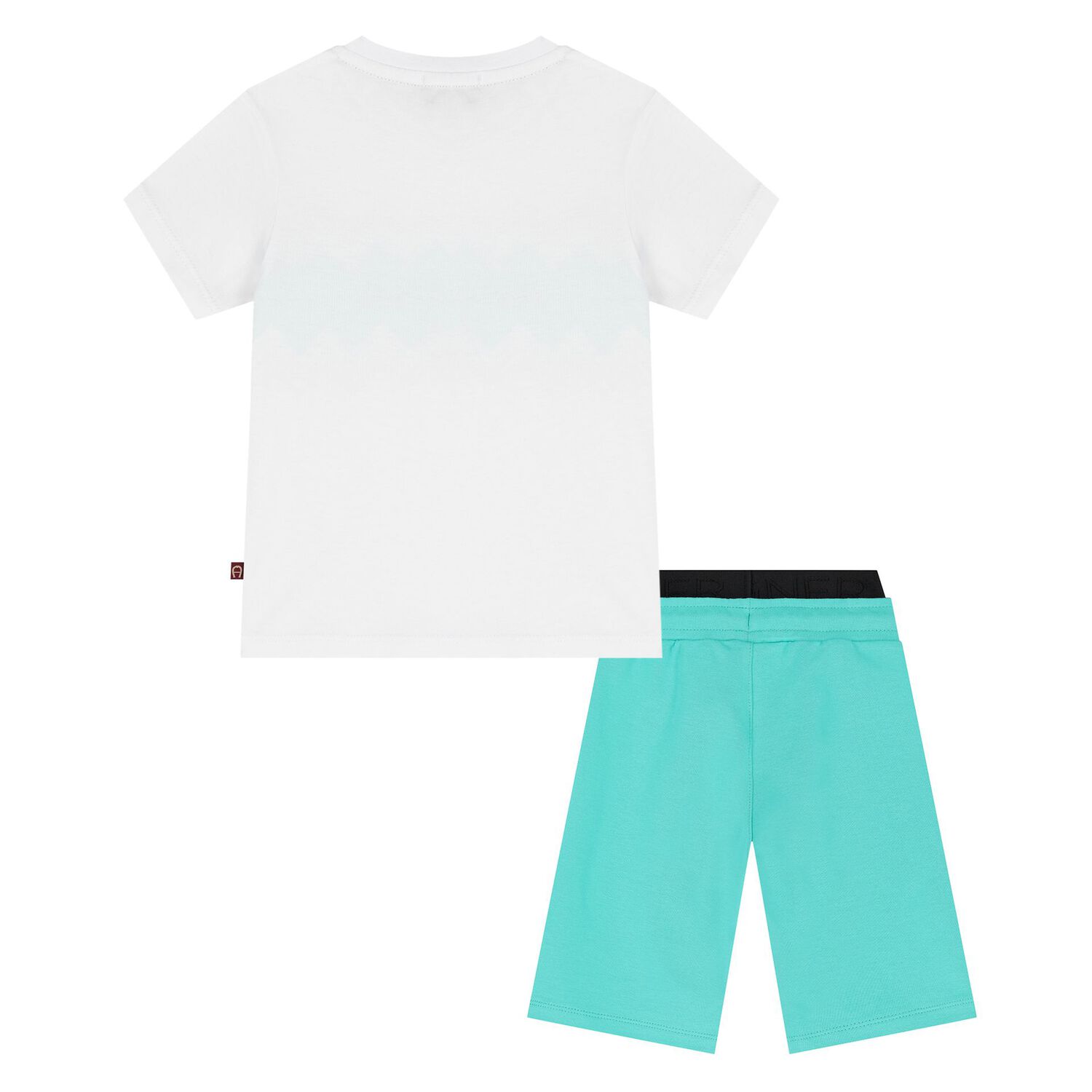 Younger Boys White & Aqua Logo Shorts Set, 2, hi-res image number null