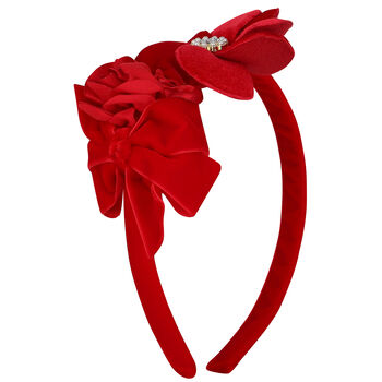 Girls Red Floral Hairband