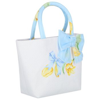 Girls Blue & Ivory Bow Hand Bag