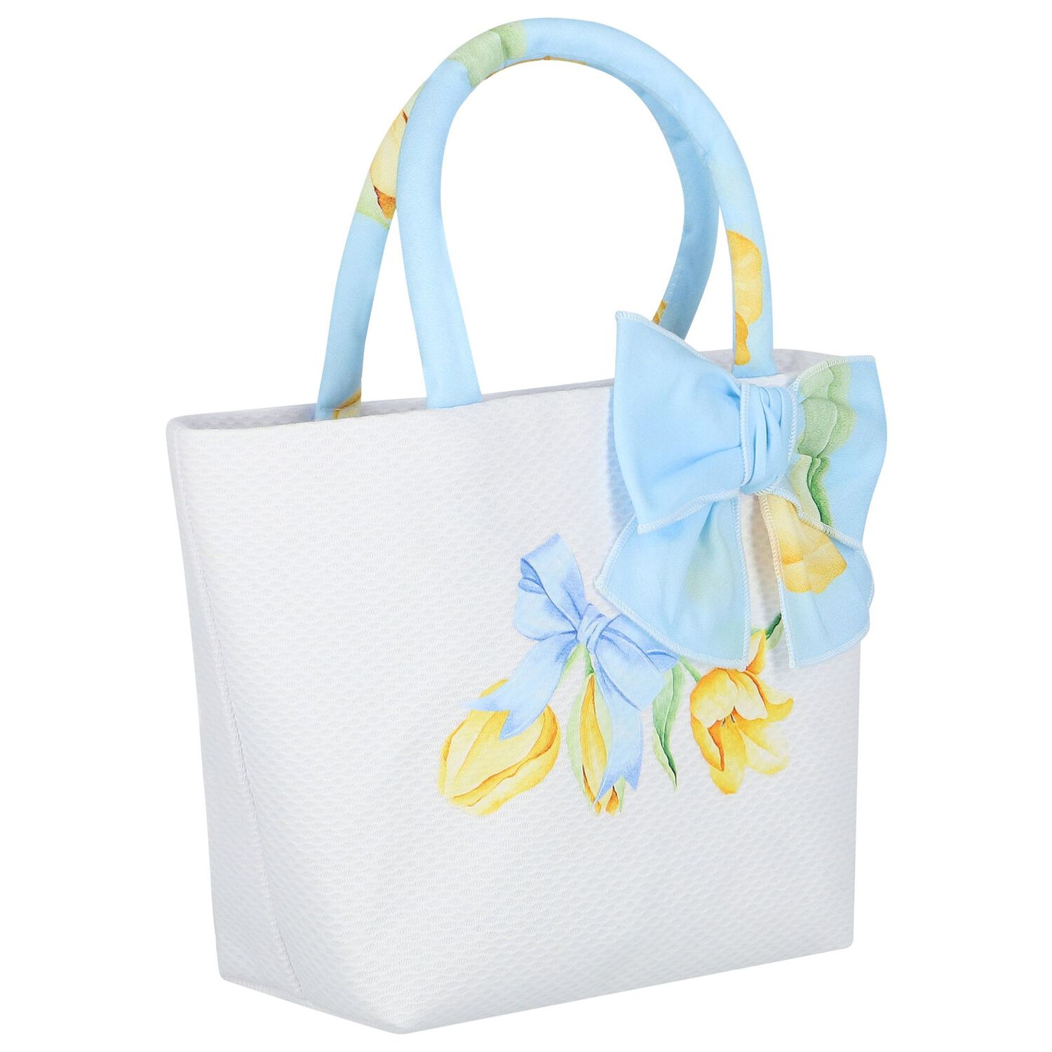 Girls Blue & Ivory Bow Hand Bag, 1, hi-res image number null