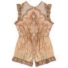 Girls Beige Paisley Ruffle Playsuit, 1, hi-res