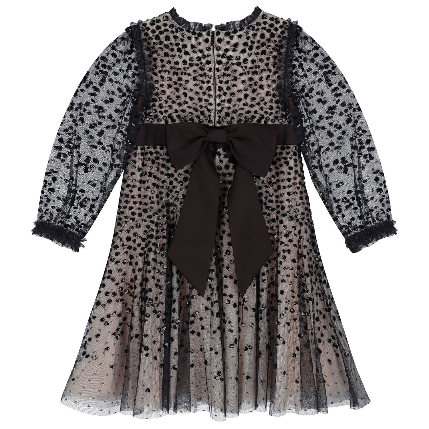Girls Black Dappled Sequin Embellished Dress, 2, hi-res