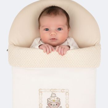 Ivory & Beige Teddy Bear Logo Baby Nest