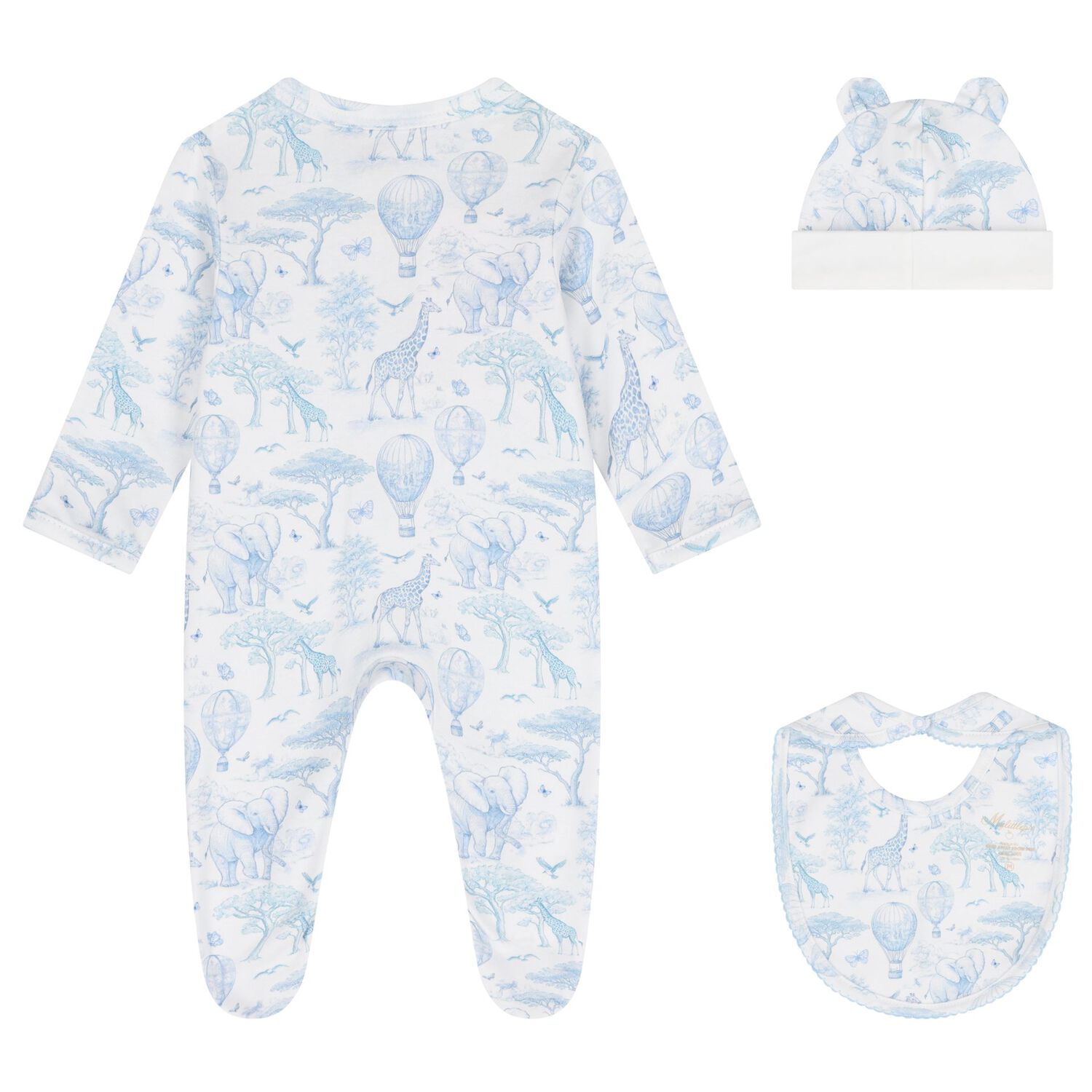 Baby Boys White & Blue Africa Babygrow Gift Set, 1, hi-res