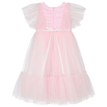 Girls Pink Ruffled Tulle Dress