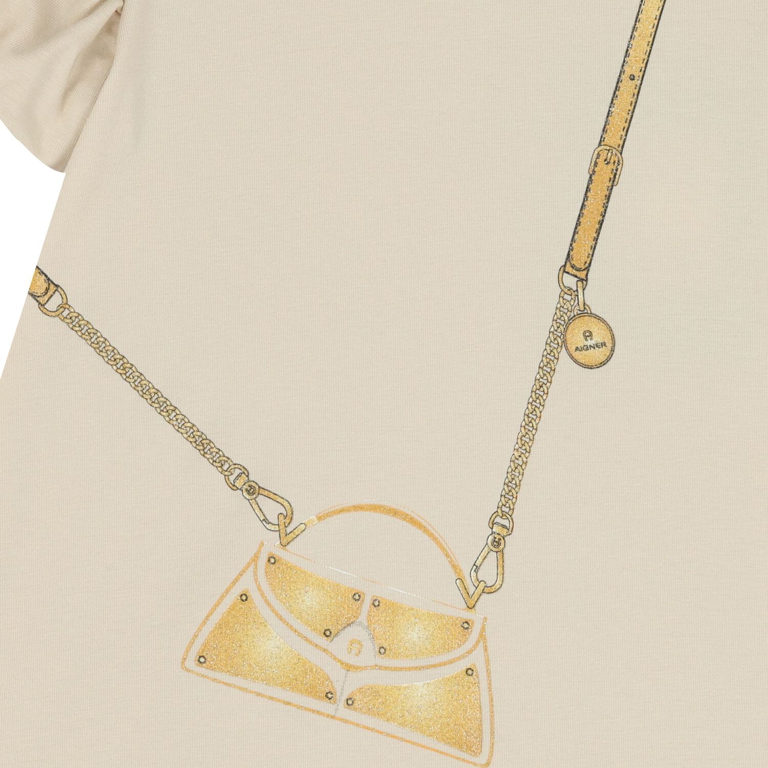 Younger Girls Beige Bag Logo Dress, 1, hi-res