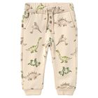 Younger Boys Beige Dinosaur Joggers, 1, hi-res