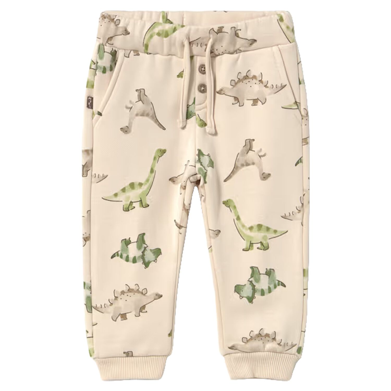 Younger Boys Beige Dinosaur Joggers, 1, hi-res