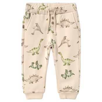 Younger Boys Beige Dinosaur Joggers