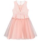 Girls Pink Bow Satin Dress, 1, hi-res