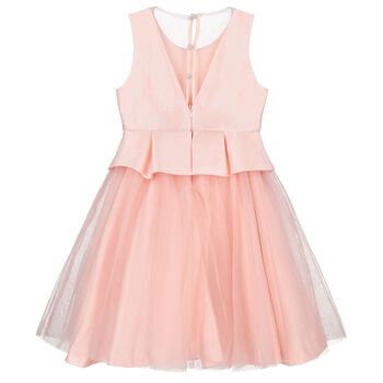 Girls Pink Bow Satin Dress