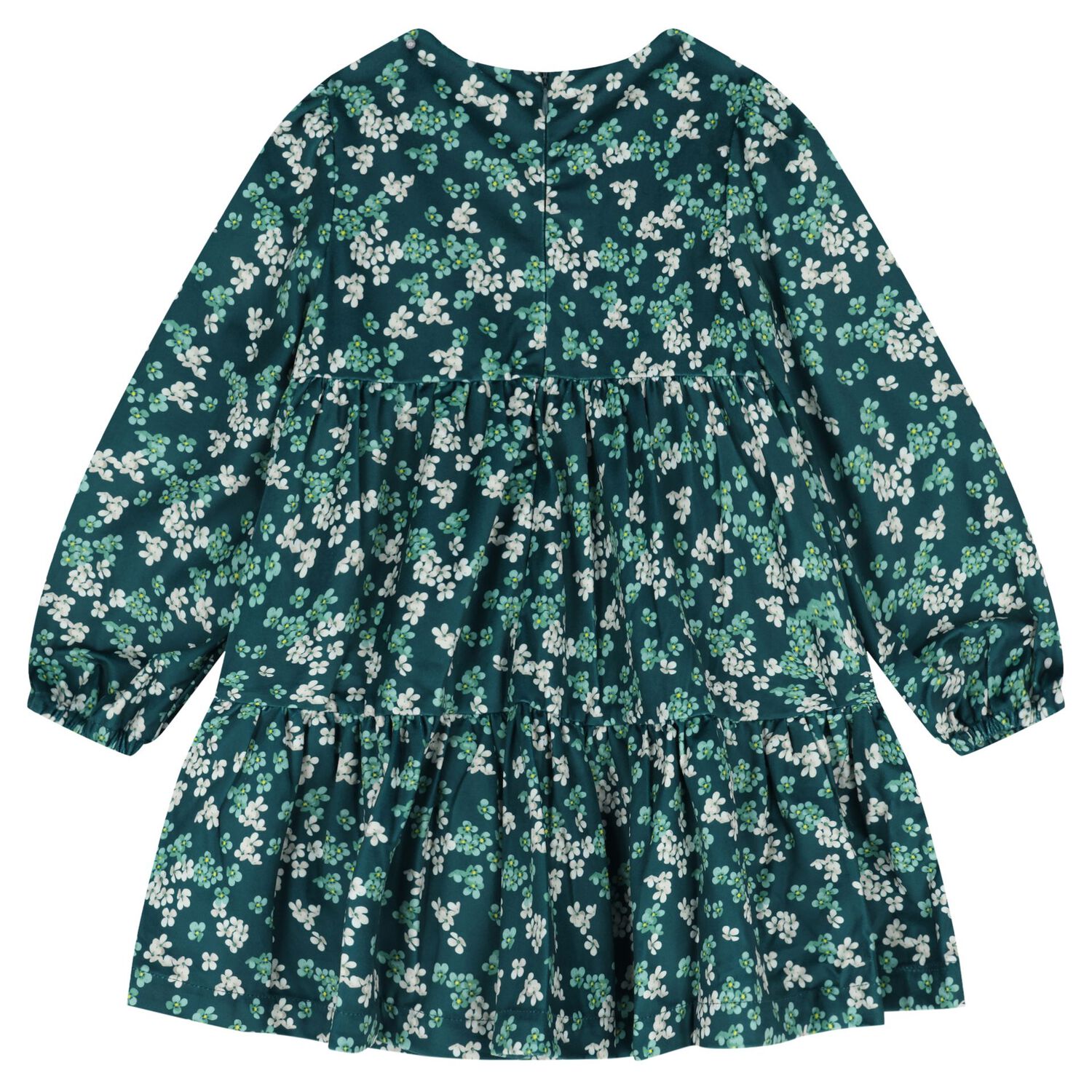 Girls Green Floral Dress, 1, hi-res